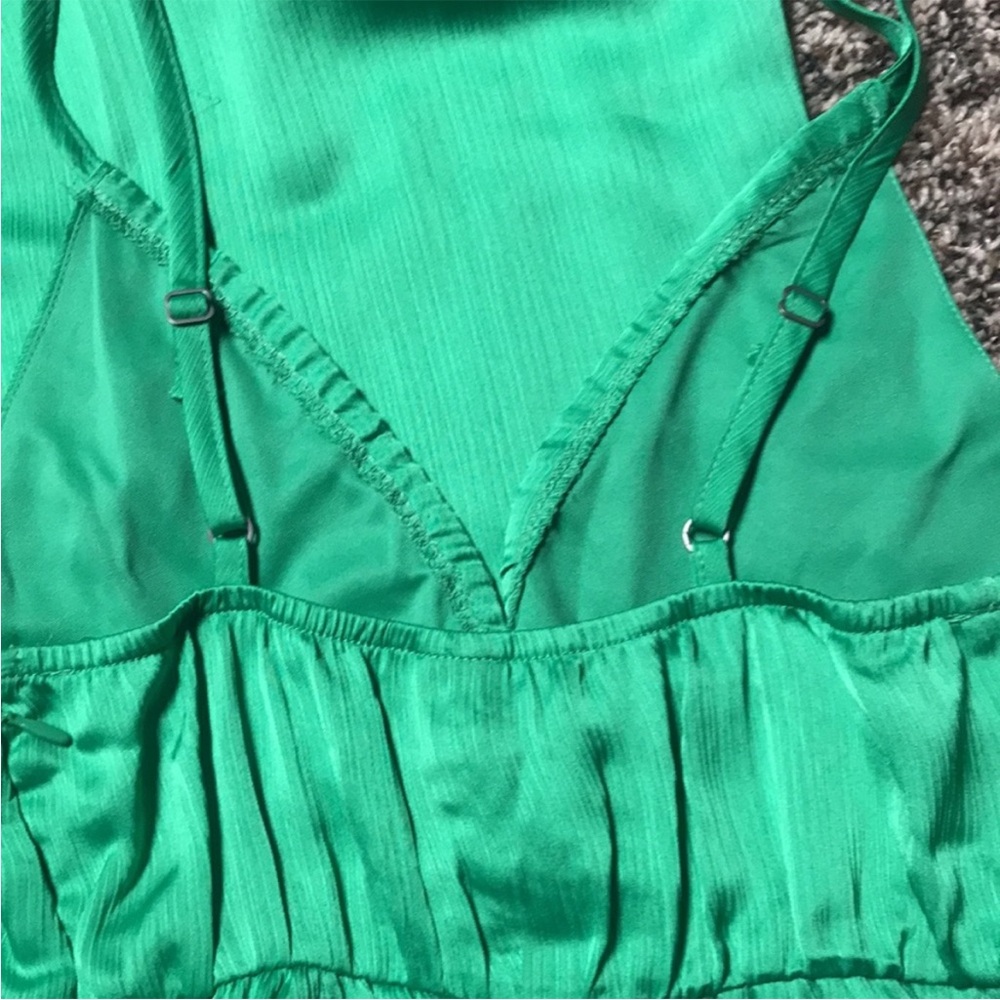 ๐ Wild Fable Y2K Vintage Vibe Satin Wide Leg Vibrant Green Jumpsuit Var Size NWT - Picture 7 of 10